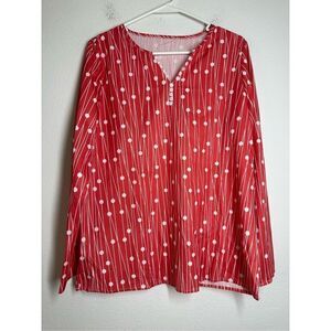 Women T Shirts Casual  Long Sleeve V Neck Buttons Blouse Tops Size L